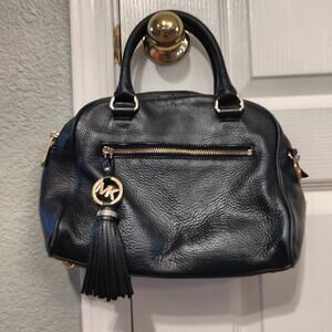 Michael Kors Black Leather Handbag with Tassel